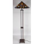 A GOOD TIFFANY STYLE STANDING LAMP. 5ft 4ins high.