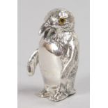 A NOVELTY SILVER PENGUIN PIN CUSHION.