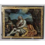 AFTER GUIDO RENI A classical female in a landscape. 7.5ins x 9.5ins.