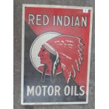 RED INDIAN MOTOR OILS 23.5" X 16.5" BOARD ADVERTISING SIGN