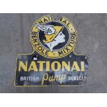 NATIONAL BRITISH PUMP BENZOLE ENAMEL ADVERTISING SIGN 26" X 28"