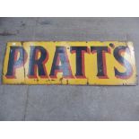 PRATTS 52" X 18" ENAMEL ADVERTISING SIGN, YELLOW, BLACK & RED