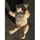 OLD STUFFED TEDDY BEAR WITH FABRIC PAWS