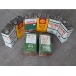 8 X CASTROL OIL CANS SOME WITH OIL RACING MOTOR OIL R40