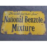 NATIONAL BENZOLE MIXTURE 42" X 24" YELLOW & BLACK ADVERTISING SIGN "THE WORLDS BEST MOTOR SPIRIT"