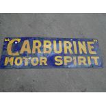 ENAMEL ADVERTISING SIGN CARBURINE MOTOR SPIRIT 54" X 18" LUTON PALMERS GREEN