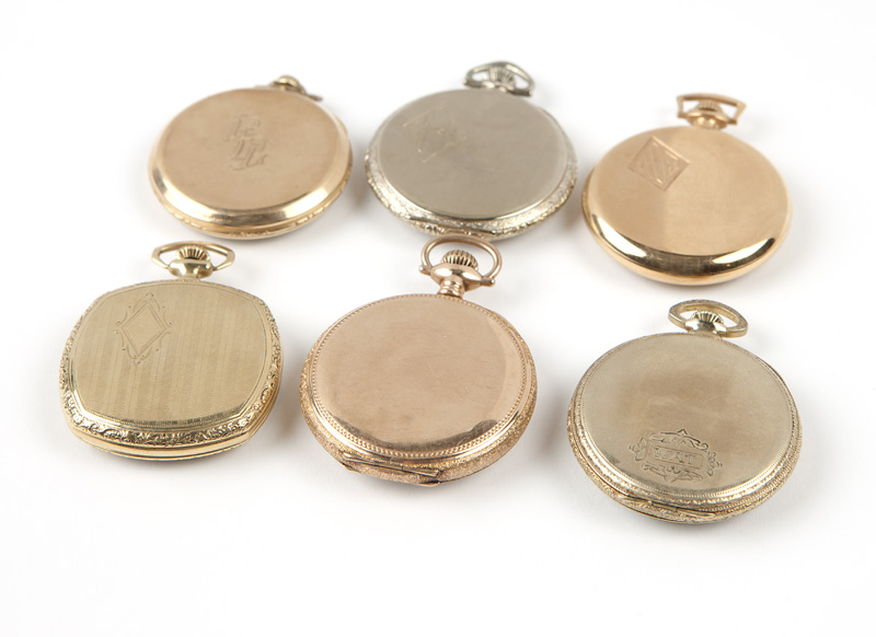 1085  A group of 6 American gold-filled pocket watches The first: A Hampden, circular engine- - Image 2 of 5