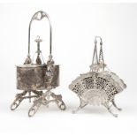 2 Victorian silver-plated vanity trinket baskets