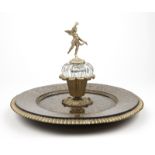 Brass-inlaid & cut-crystal Boulle-style inkstand