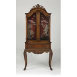 An English painted Chinoiserie china cabinet