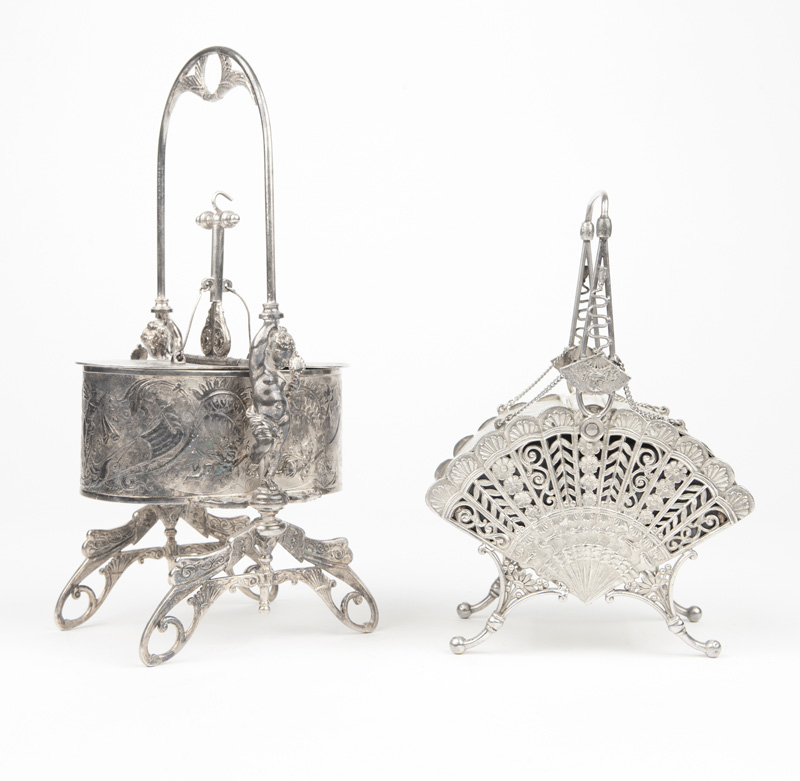 2 Victorian silver-plated vanity trinket baskets - Image 2 of 5