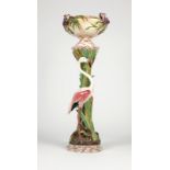 A Delphin Massier flamingo pedestal jardiniere