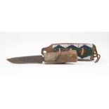 A Plains Indian knife & beaded leather sheath