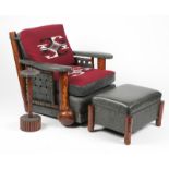 A Molesworth-style club chair, footstool & stand