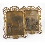 Two framed Art Nouveau bronze plaques