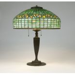 Tiffany Studios table lamp and leaded glass shade