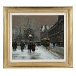 1135 Edouard Leon Cortes (1882-1969 French) Parisian street scene with figures, signed lower left: