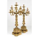 1027 Pair of French monumental gilt-bronze candelabra Late 19th/early 20th century, each