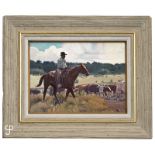 1066 Wayne Justus (1952-* Colorado) ''A Top Hand'', cowboy on horseback with cattle herd, signed