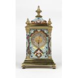 1033 A French brass and champleve carriage clock Early 20th century, face marked ''Goldsmiths