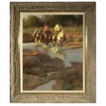 1049 Bill Anton (1957-* Chicago, IL) ''The Wanderers'', cowboys fording a stream, signed lower left: