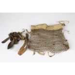 1047 An Athabascan Babiche bag & abalone shell amulet Each early 20th century, the first an