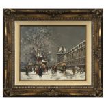 1133 Antoine Blanchard (1910-1988 French) Snow-covered Parisian street scene, signed lower left: