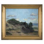 1012 Harold Harrington Betts (1881-1951 Chicago, IL) Coastal with grass-covered hill, signed twice