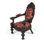 An Anglo-Indian export carved hardwood chair