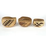 A group of three Hupa / Yurok twined baskets