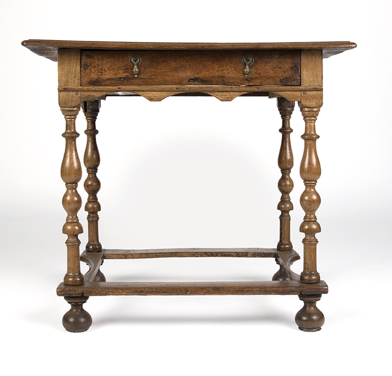 An oak William & Mary-style single-drawer table