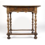 An oak William & Mary-style single-drawer table