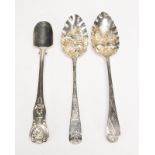 Three English sterling silver serving spoons