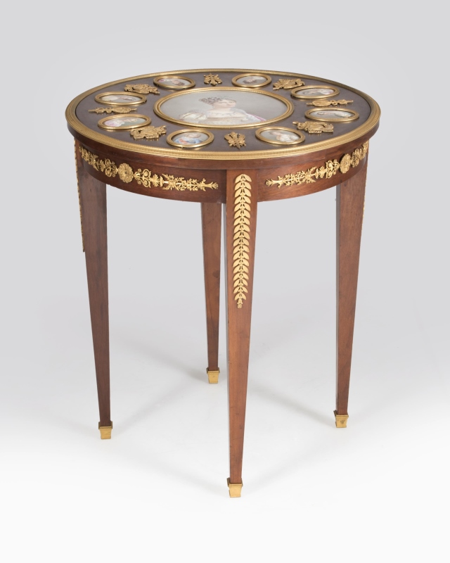 A Napoleonic bronze & porcelain-mounted table
