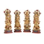 Four Japanese Buddha attendant figures