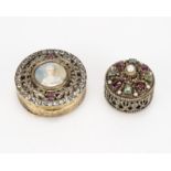 Two jeweled antique trinket boxes