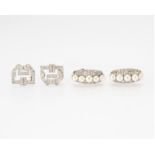 Two pairs of Art Deco diamond earrings