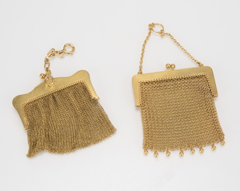 Two antique gemset mesh coin purses - Image 2 of 2