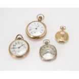 A group of four gold-filled pocket watches