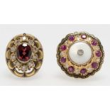 Two enamel and gemset rings