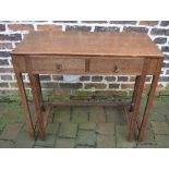 1930s two drawer oak hall table