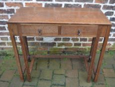 1930s two drawer oak hall table