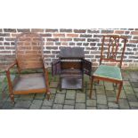 Edwardian chair, cane back chair and an