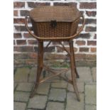 Wicker sewing basket with original padde