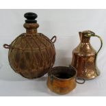 Copper water carrier, copper pan & India