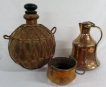 Copper water carrier, copper pan & India