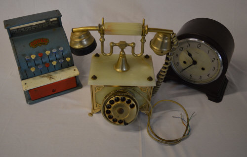 Codec toy till, rotary dial telephone an