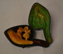 Meerschaum style pipe with case