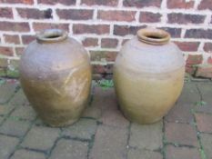 2 Chinese rice storage vases