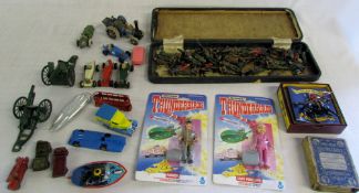 Assorted lead soldiers, Thunderbirds and